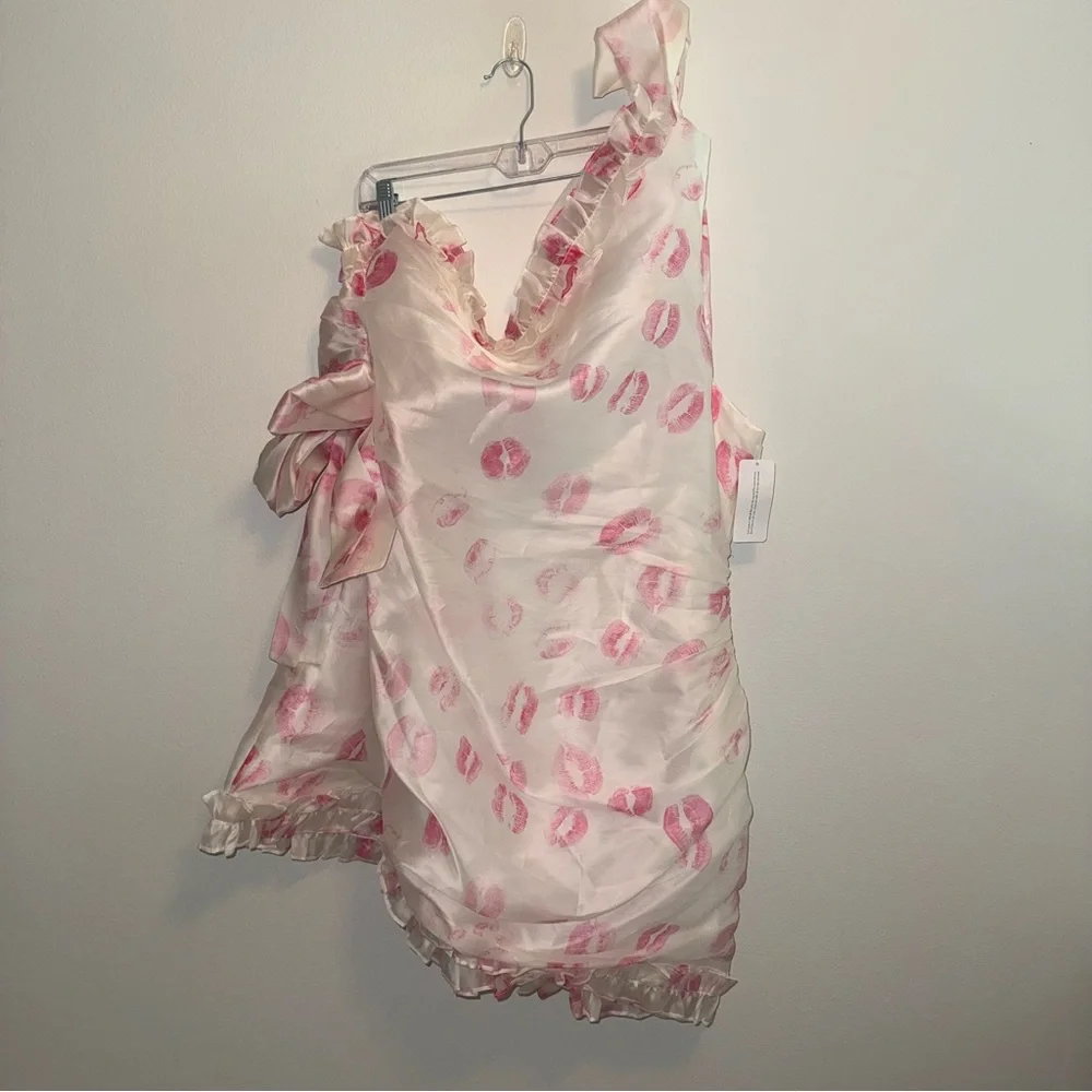 NEW Selkie Kiss on the Lips Carrie Pink Silk Printed Dress 4X - Picture 4 of 10